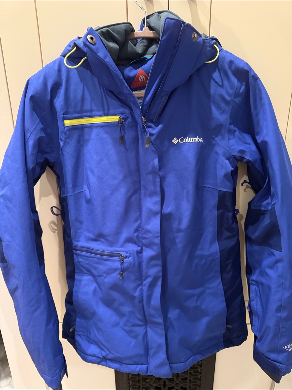 Columbia Blue Ski Jacket with Yellow Trim
